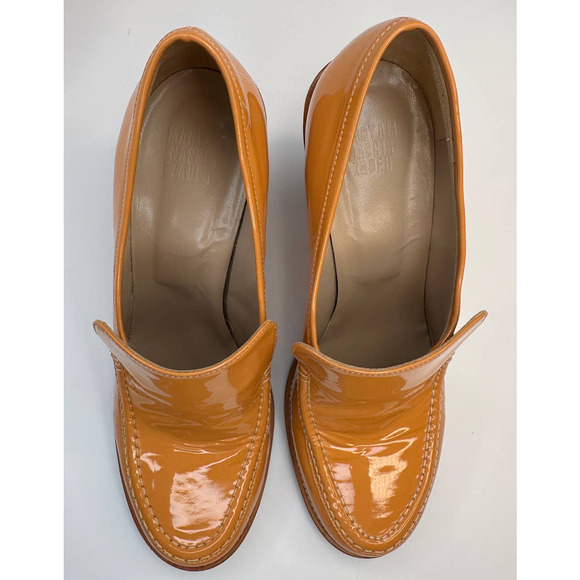 Maryam Nassir Zadeh Nora Patent Leather Retro Orange Cream Loafers Heels Sz 39 - Picture 5 of 16